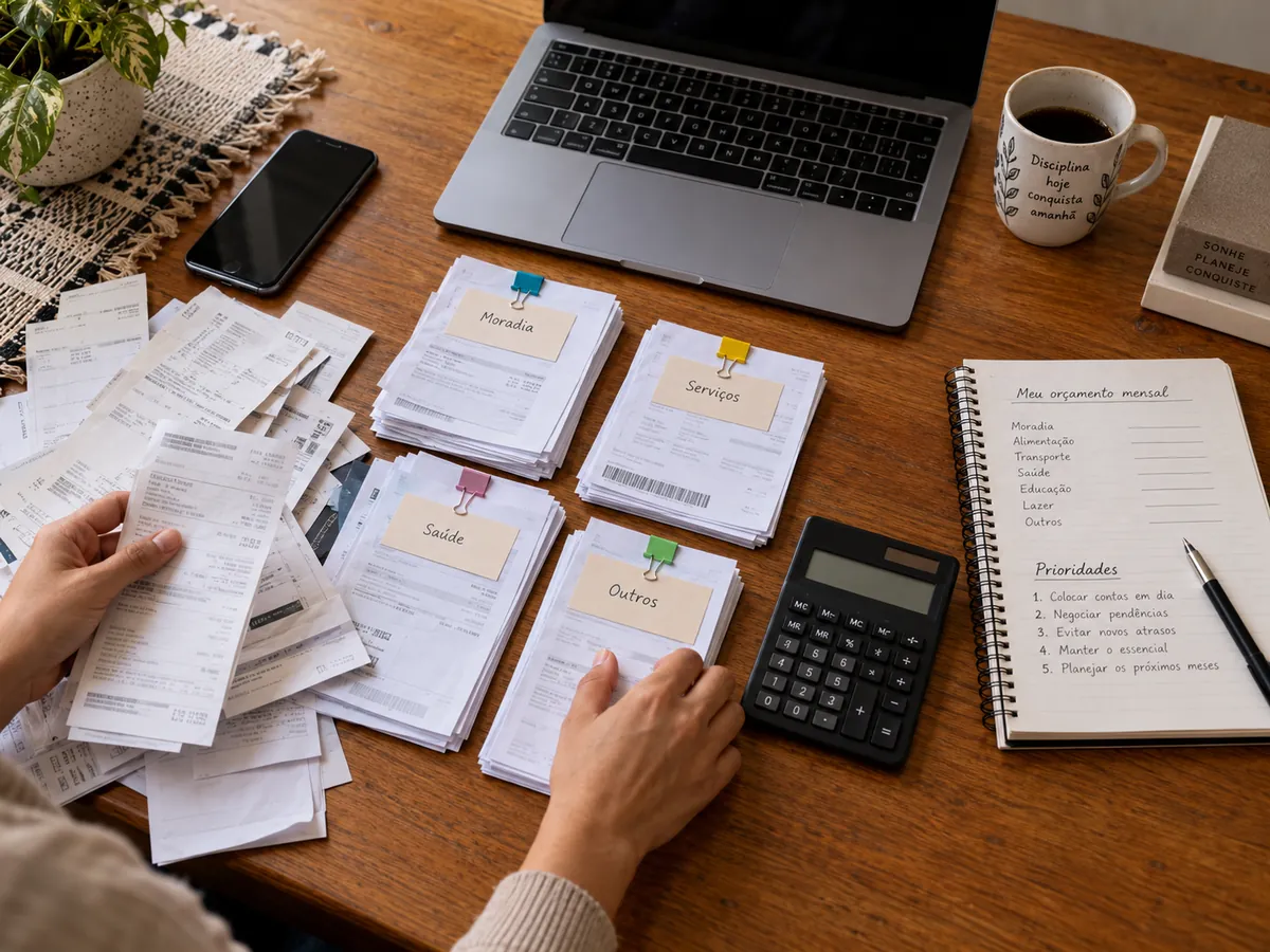 Organização de documentos e prioridades financeiras antes de uma negociação